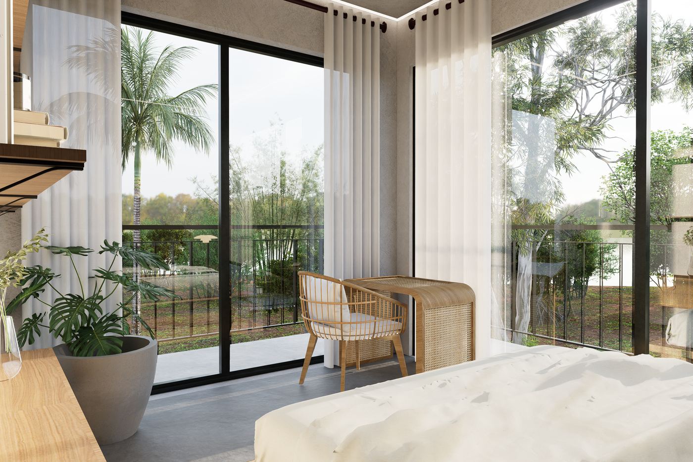 Corner ensuite room with treetop outlook